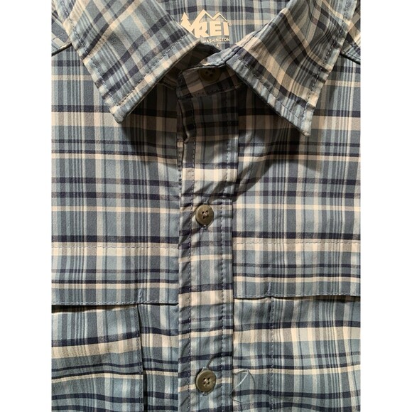 REI Co-Op Blue Plaid Vented Button Up M Fishing Hiking Outdoor Camping Shirt - Picture 7 of 16